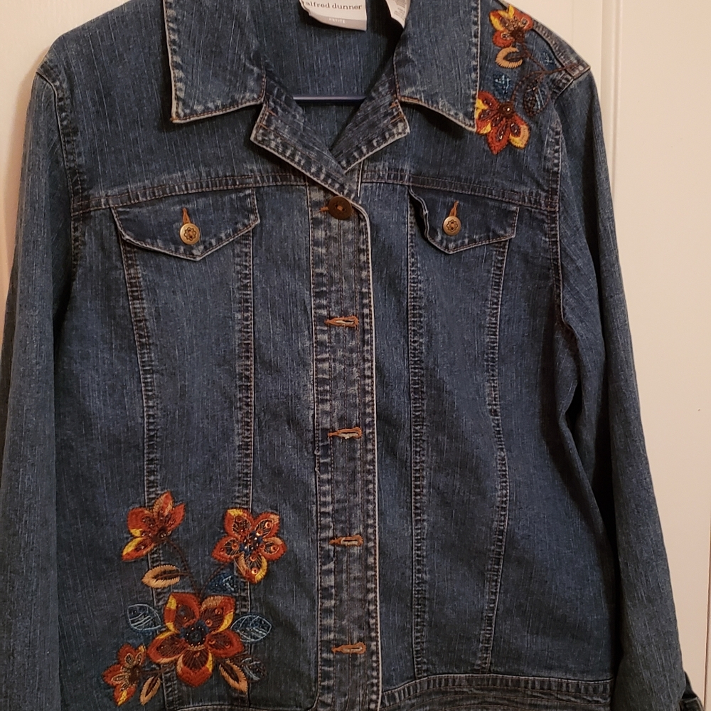Alfred Dunner Embroidered Denim Jacket